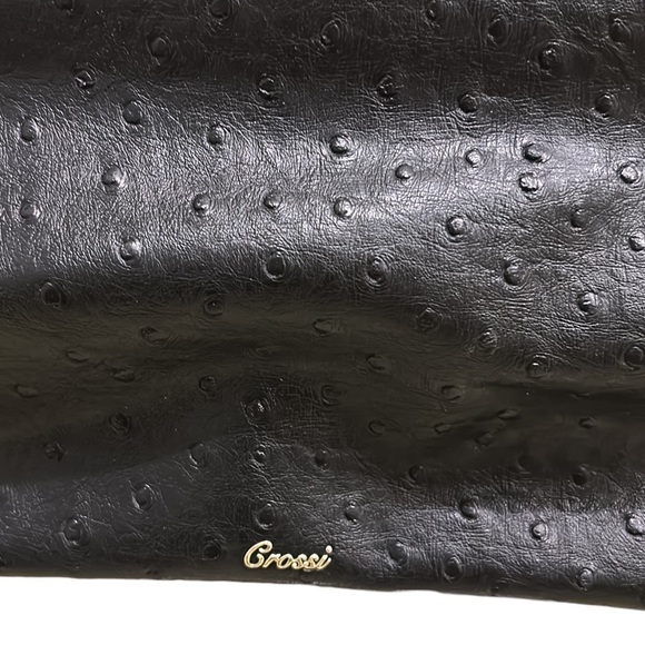 Crossi Black Faux Ostrich Leather Bow Detail Handbag - Picture 6 of 15